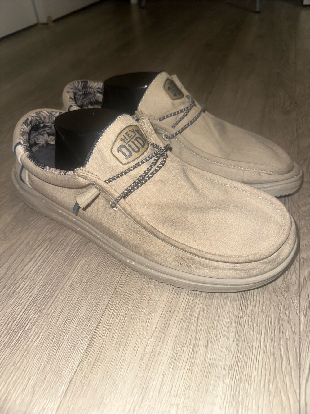 Hey Dude Shoes Mens 12 Wally H2O Sneakers Beige Lace Up Casual Comfort Low Top